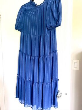 Gabby Skye Deep Blue Textured Dress